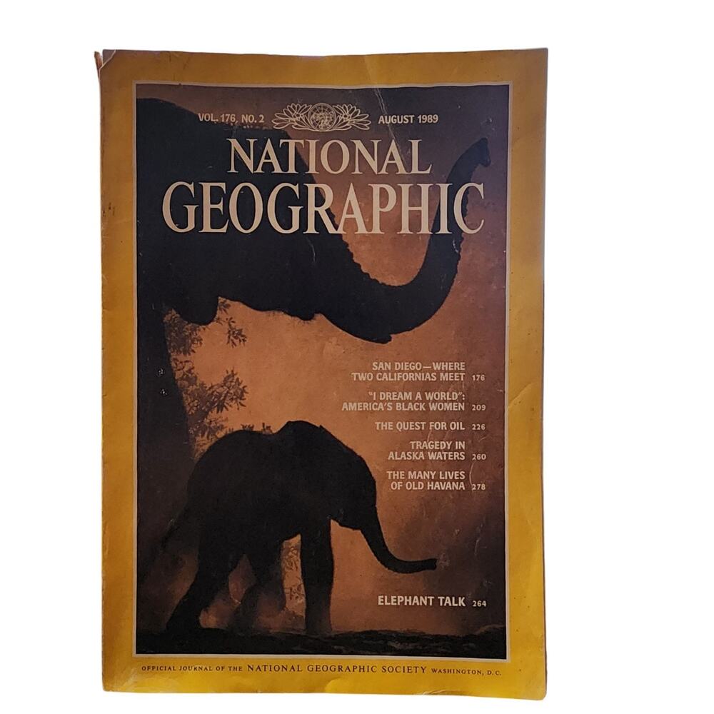 National Geographic Magazine ~ Aug 1989 Vol. 176 No. 2 ~ Elephant Talk San Diego